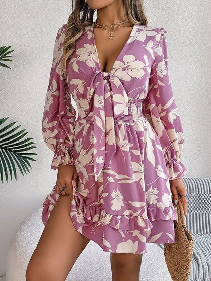 ROSE | ROBE FLORALE A VOLANTS